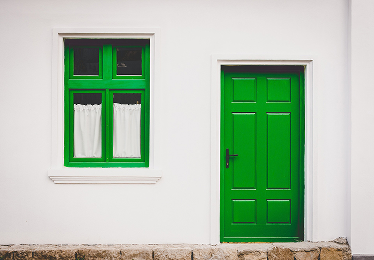 Green front door - illustrating accessibility