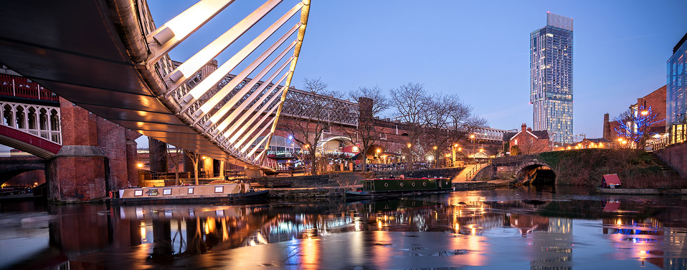 Castlefield, Manchester Bridgewater canal cityscape