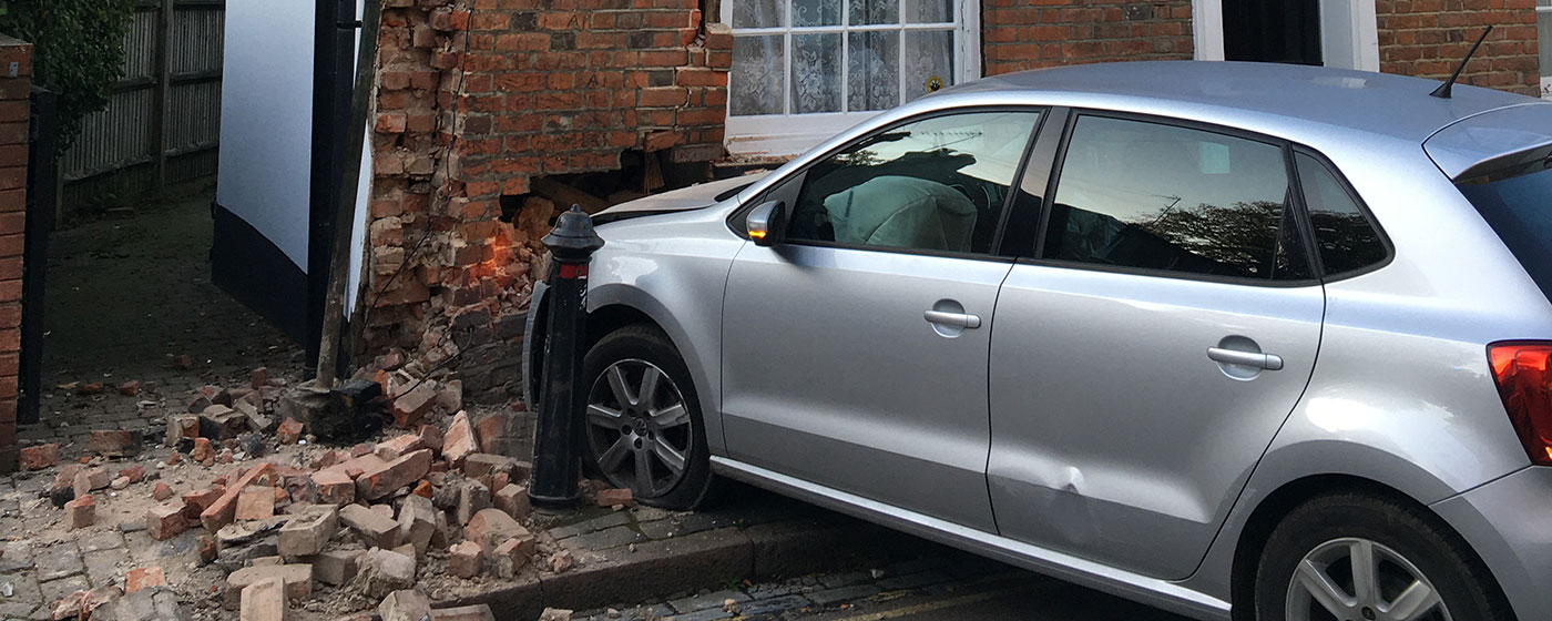 Car crashed into a house in St Albans - dangerous structure